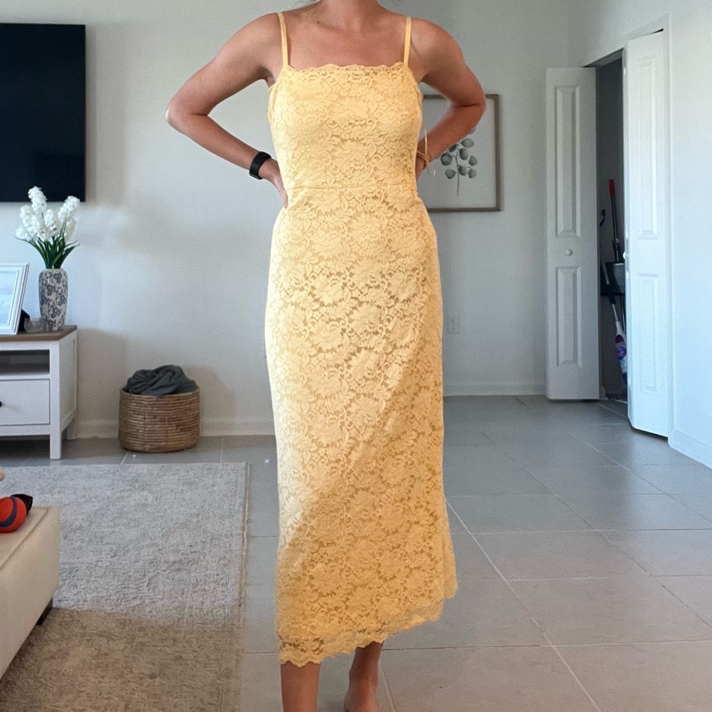 Steve Madden Yellow Lace Midi Dress
